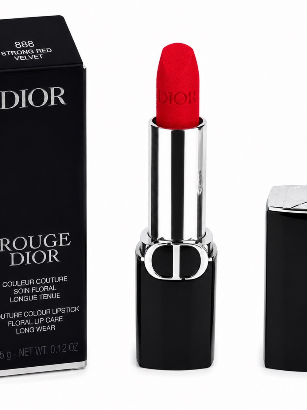 Dior Rouge Lipstick — Vivid Red Satin Finish (888 Strong Red Velvet)